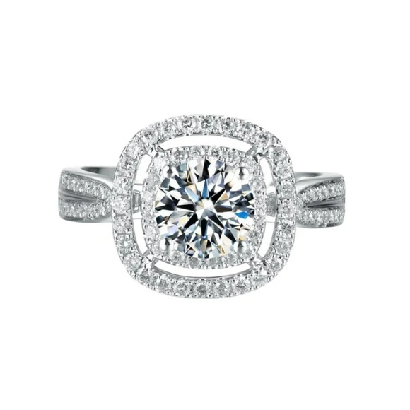 😍Round Zircon Double Layer Square Classic Engagement Ring for Women, L199 - Picture 2 of 8